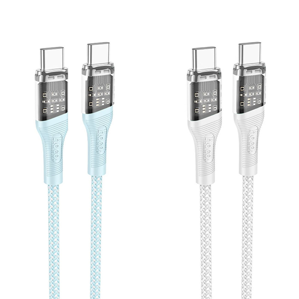 Кабель Hoco U111 Transparent Discovery 60W Type-C to Type-C (1.2m) — Придбати в Україні