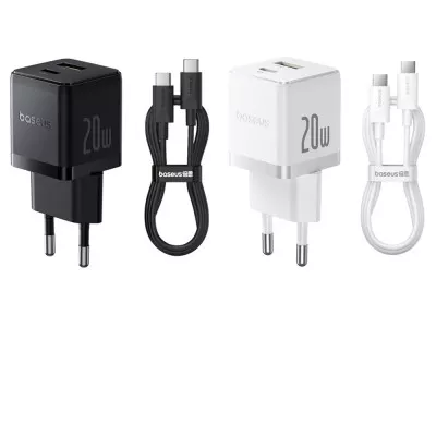 МЗП Baseus Palm Fast Charger Type-C+USB 20W (With Cable Type-C to Type-C 60W 1m) — Придбати в Україні