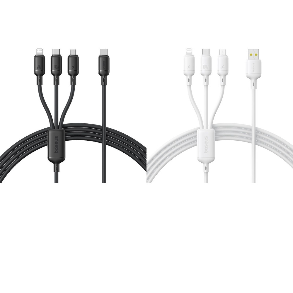 Кабель Baseus Baseus Silky One-for-Three Fast Charging USB to Micro USB+Lightning+Type-C 100W 1.5m — Придбати в Україні