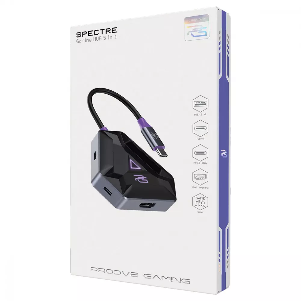 Type-C-Хаб Proove Gaming Spectre (2*USB3.0 + Type-C + PD100W + HDMI) - фото 1