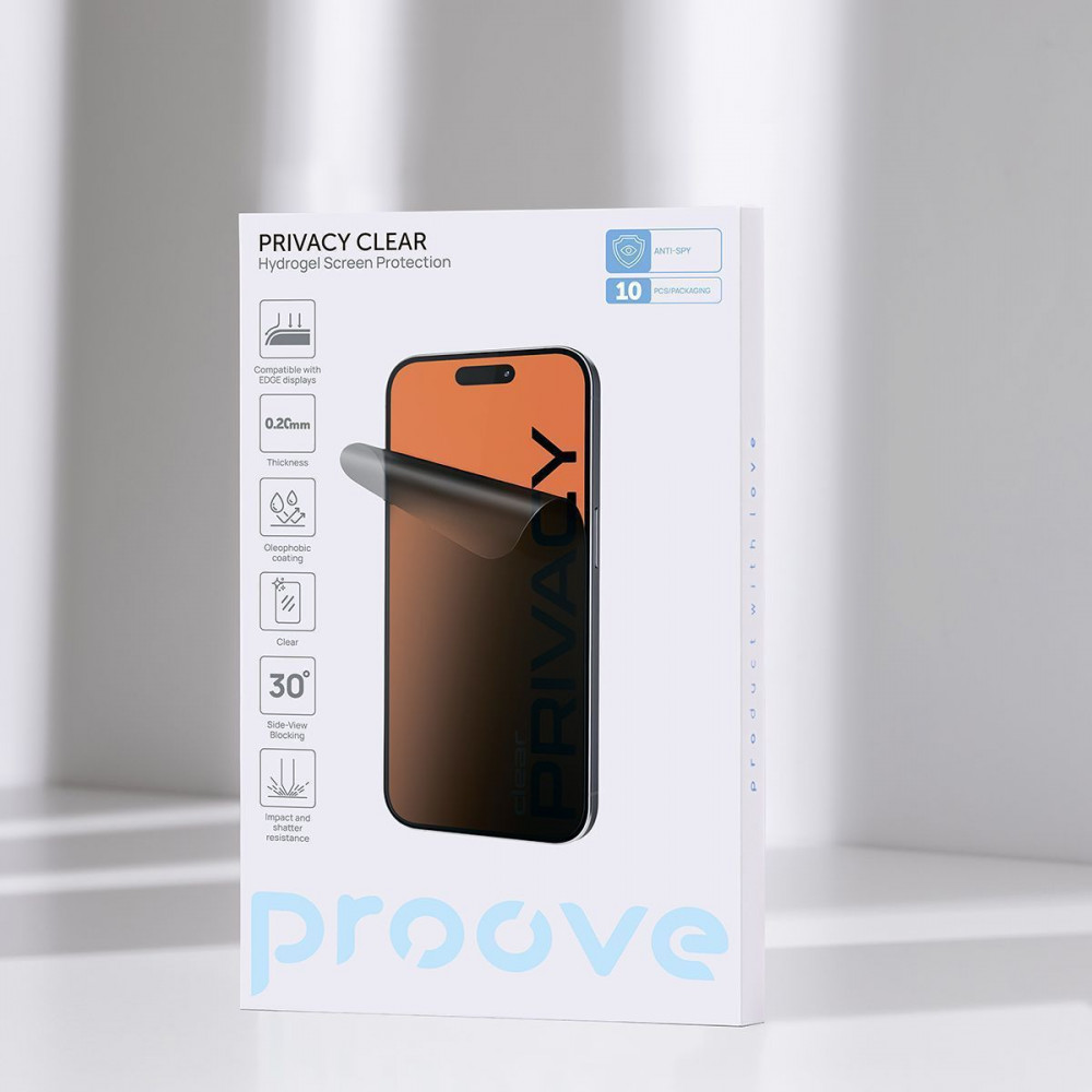 Защитная гидрогелевая пленка Proove Hydrogel Screen Protection PRIVACY Clear - фото 3