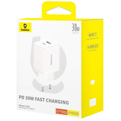 МЗП Baseus Cube Fast Charger 30W (Type-C + USB) — Придбати в Україні