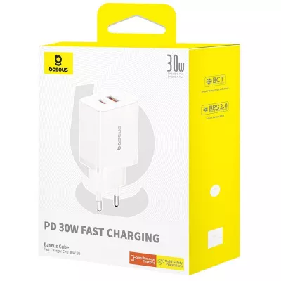 СЗУ Baseus Cube Fast Charger 30W (Type-C + USB) — Придбати в Україні