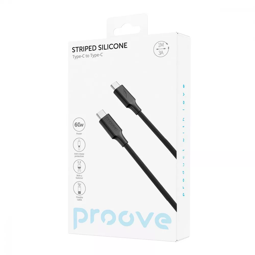 Кабель Proove Striped Silicone Type-C to Type-C 60W (1m) - фото 1