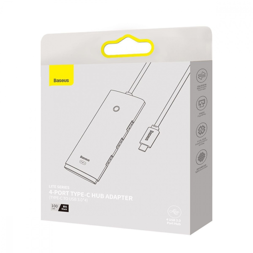 USB-Хаб Baseus Lite Series 4-in-1 (Type-C to USB 3.0*4 ) (1m) — Придбати в Україні - фото 1