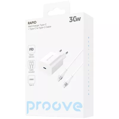 МЗП Proove Rapid 30W (Type-C) + Кабель Type-C to Type-C — Придбати в Україні