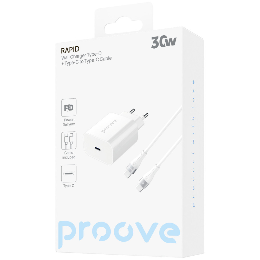 МЗП Proove Rapid 30W (Type-C) + Кабель Type-C to Type-C — Придбати в Україні - фото 1