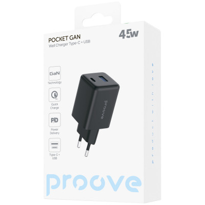 МЗП Proove Pocket GaN 45W (Type-C + USB) — Придбати в Україні