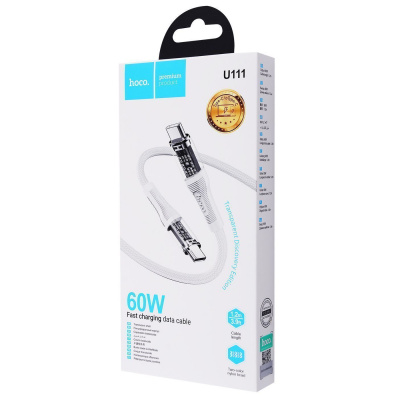 Кабель Hoco U111 Transparent Discovery 60W Type-C to Type-C (1.2m) — Придбати в Україні