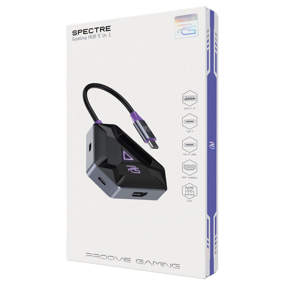 Type-C-Хаб Proove Gaming Spectre (2*USB3.0 + Type-C + PD100W + HDMI) — Придбати в Україні - фото 1