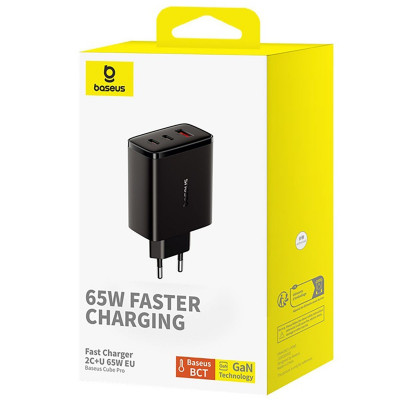 МЗП Baseus Cube Pro Fast Charger 65W (2 Type-C + USB) — Придбати в Україні