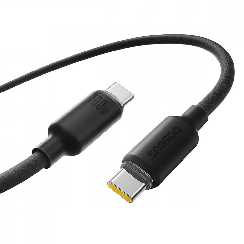Кабель Baseus Foamed Silicone Fast Charging Data Type-C to Type-C 100W (2m) black (E0426704) Черный на картинке №3