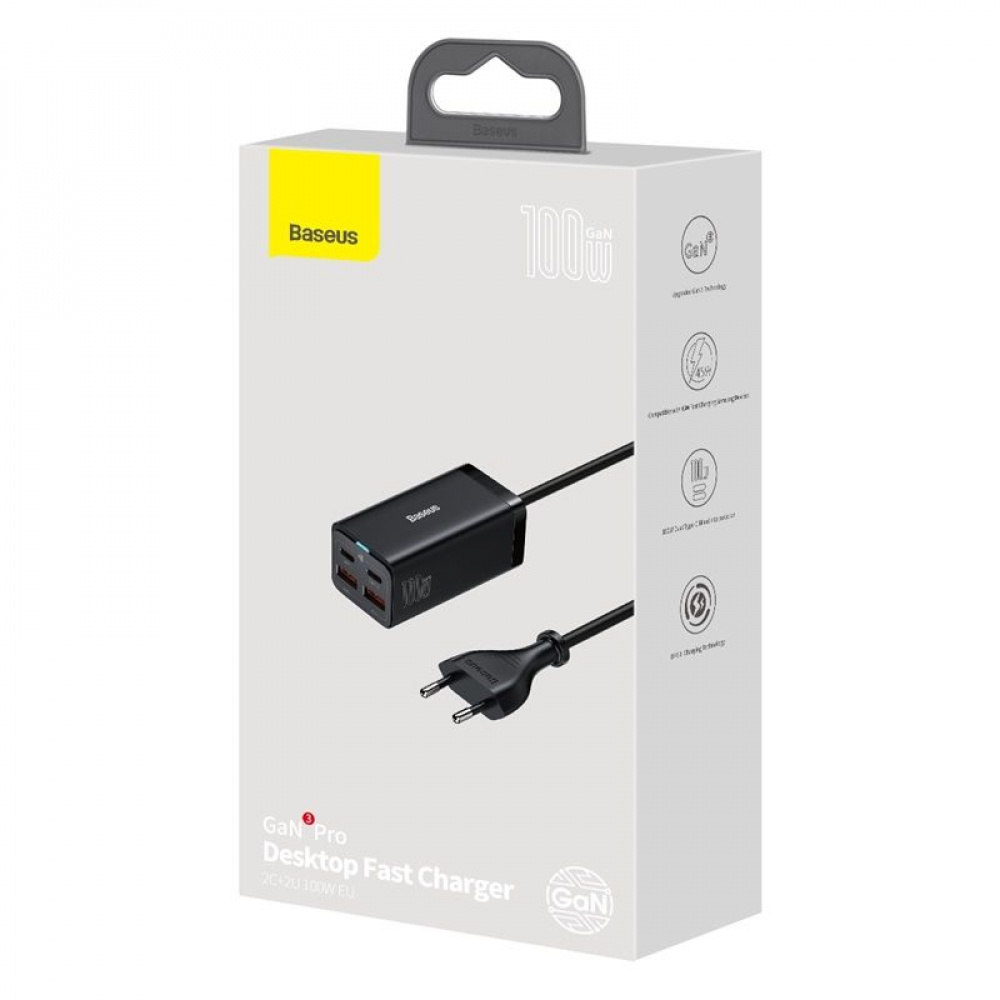 МЗП Baseus GaN3 Pro 100W (2 Type-C + 2 USB) — Придбати в Україні