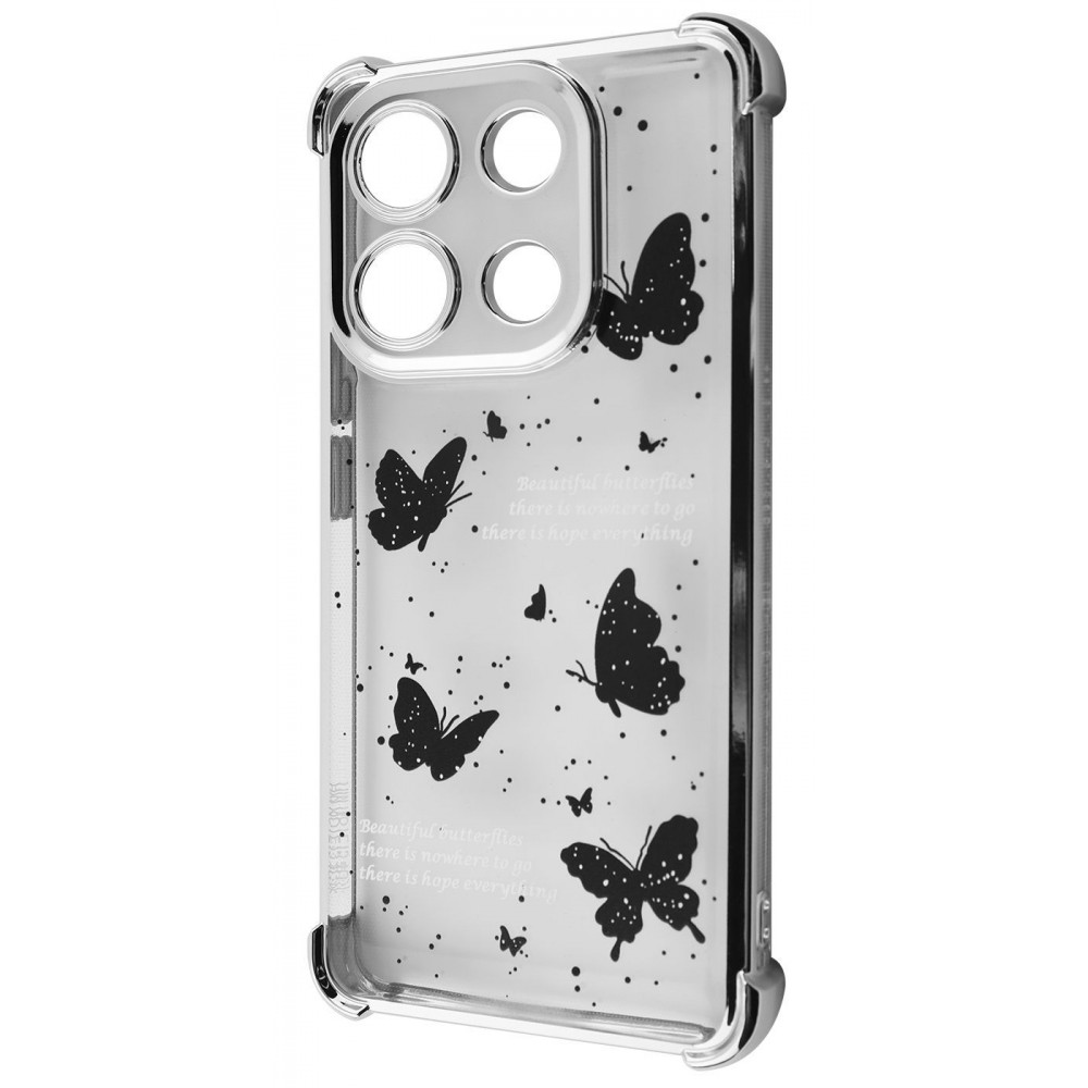 Чехол WAVE Winkie Xiaomi Redmi Note 13 4G silver/butterfly на картинке №1