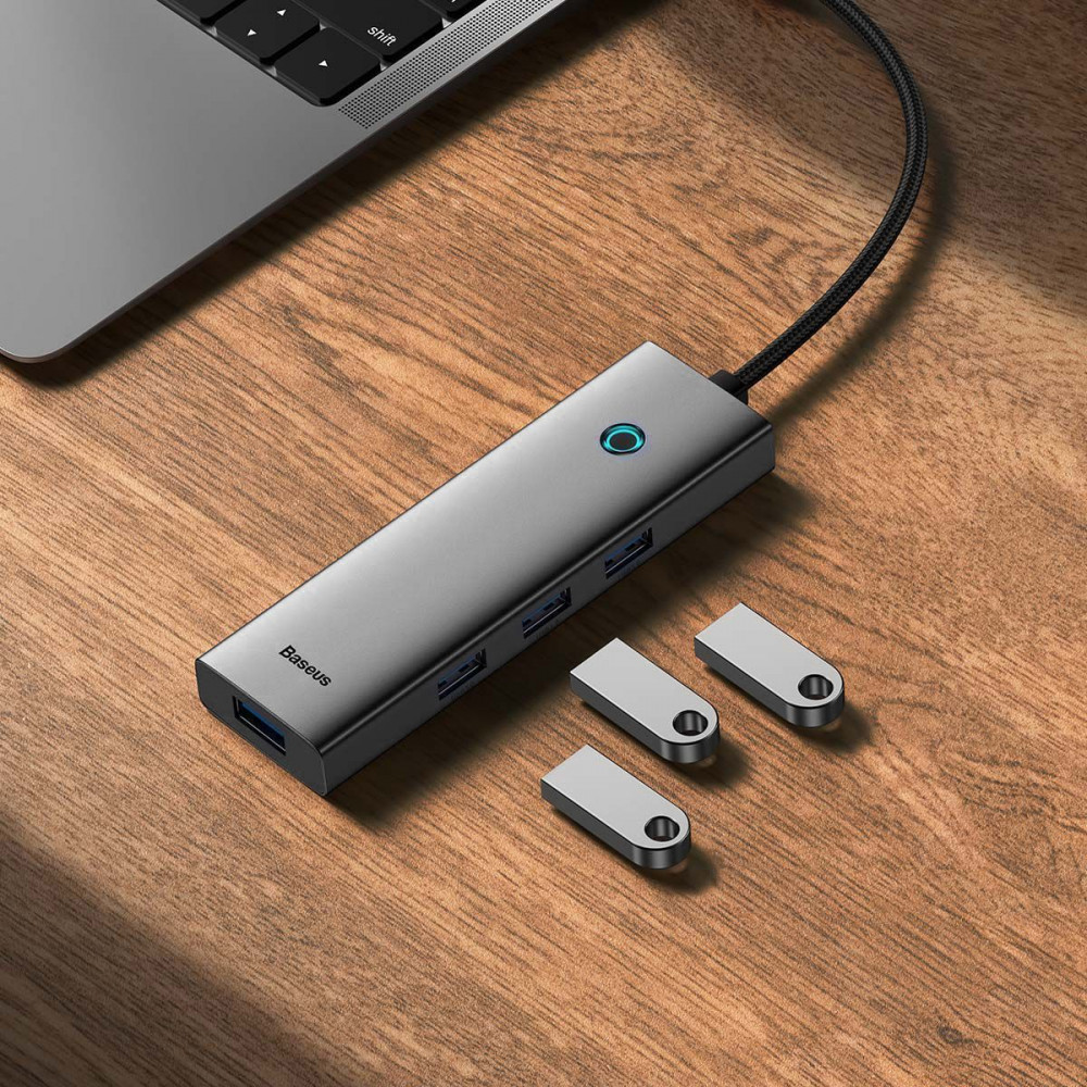 USB-Хаб Baseus UltraJoy Series 4-Port HUB (Type-C to USB3.0*4) gray на малюнкі №8