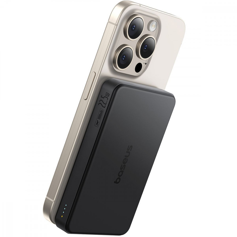 Портативная Батарея Baseus Airpow 2 Qi2 22.5W 10000mAh (With cable Type-C 0.3m) black (P10080000123-00) Черный на картинке №4