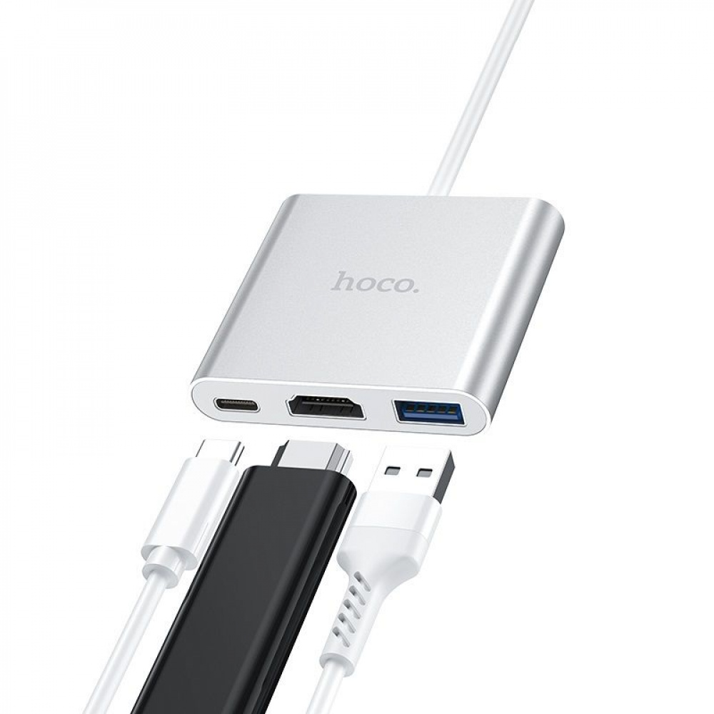 USB-Хаб Hoco HB14 Easy Use (Type-C to USB3.0+HDMI+PD) - фото 4
