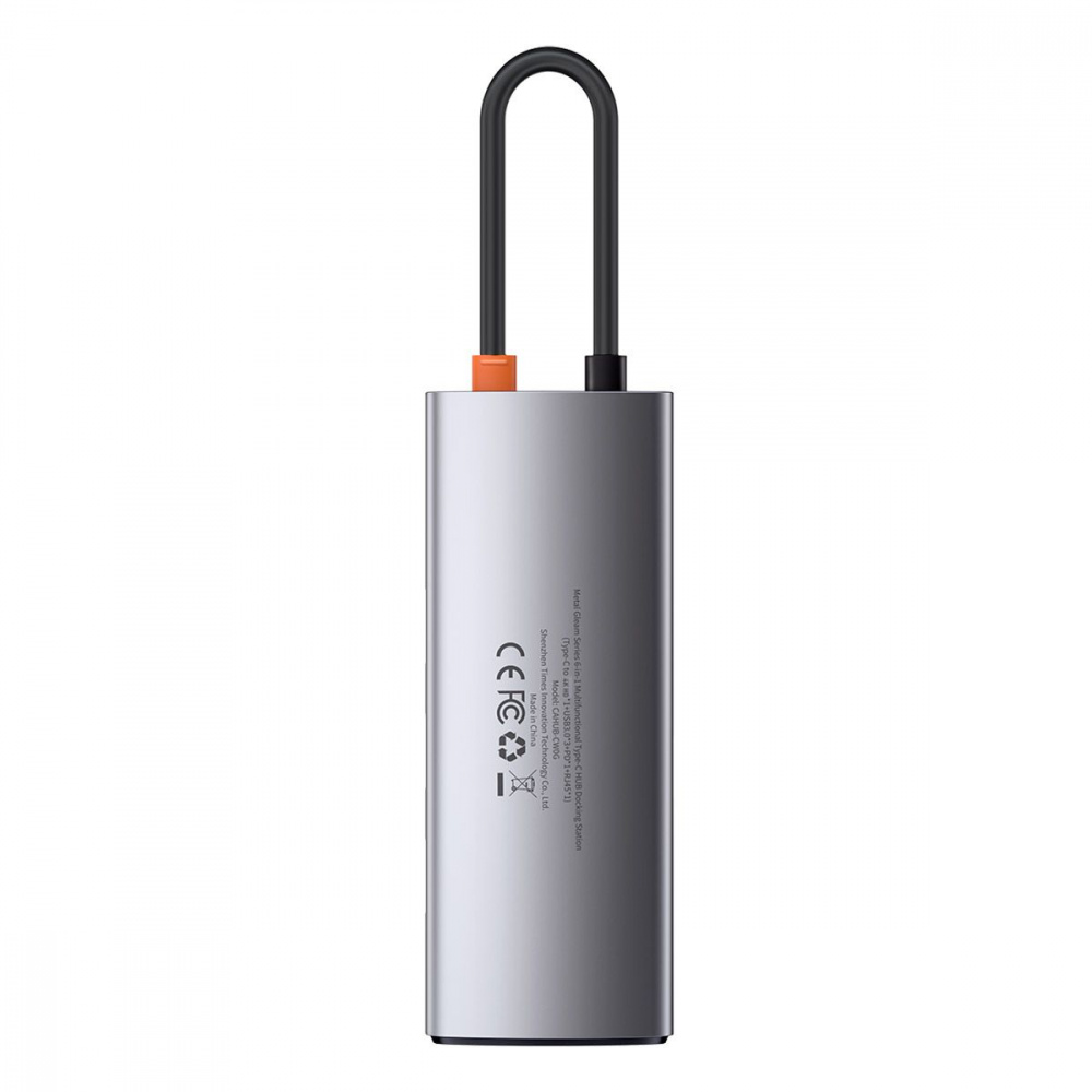 USB-Хаб Baseus Metal Gleam Series 6-in-1 (3xUSB3.0 + 4KHD + RJ45 + Type-C) - фото 7