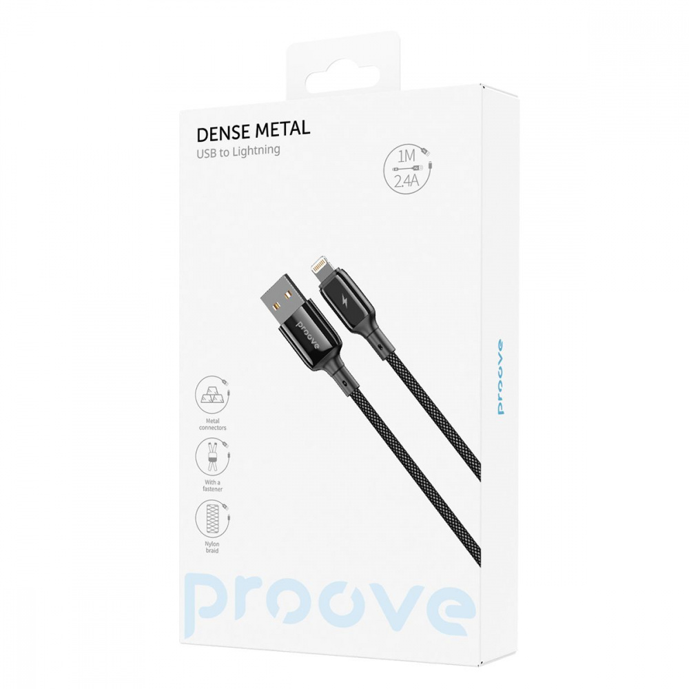 Кабель Proove Dense Metal USB to Lightning 2.4A (1m) — Придбати в Україні - фото 1