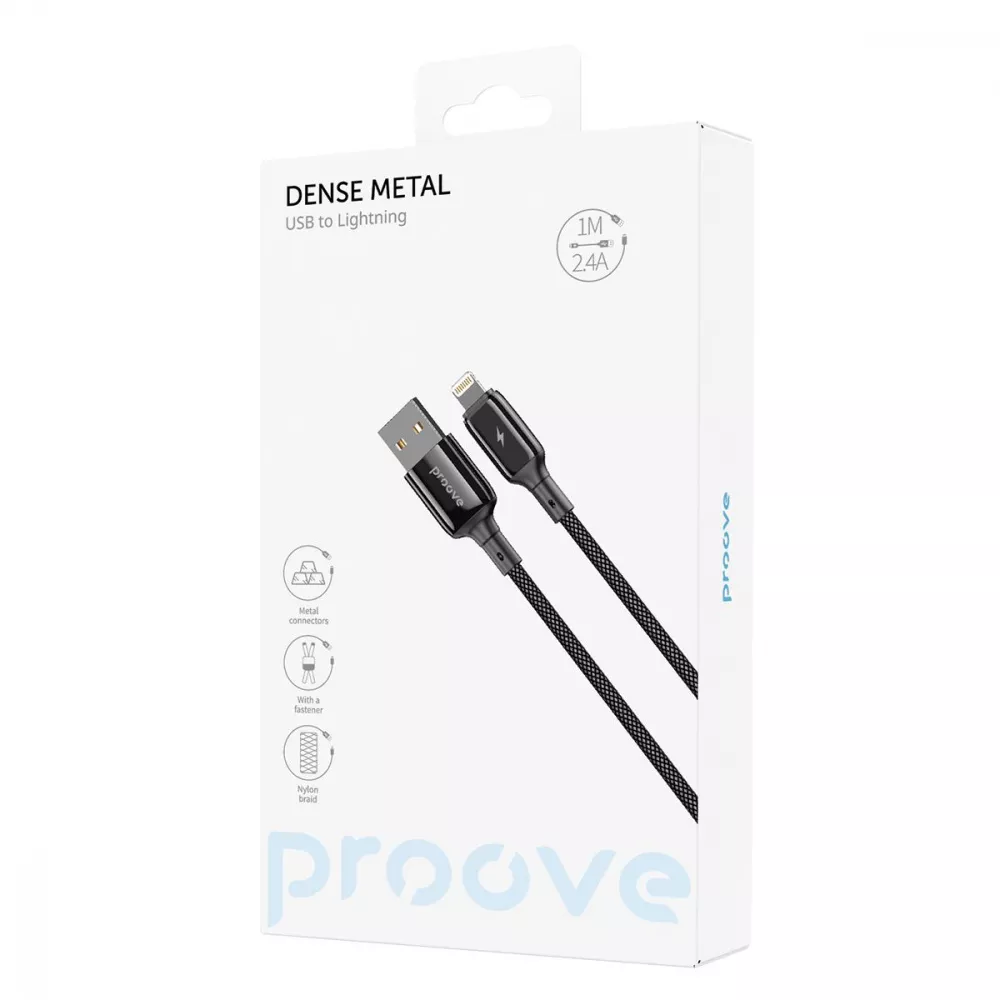 Кабель Proove Dense Metal USB to Lightning 2.4A (1m) — Придбати в Україні - фото 1