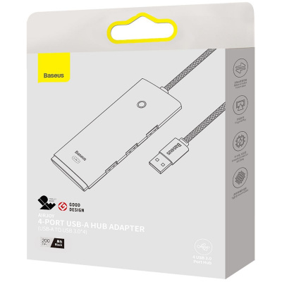 USB-Хаб Baseus Lite Series 4-Port (USB-A to USB 3.0*4)  2m — Придбати в Україні
