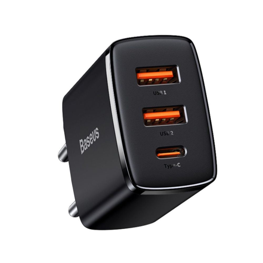 Wall Charger Baseus Compact Quick Charger 30W QC+ PD (1Type-C + 2USB) - фото 6