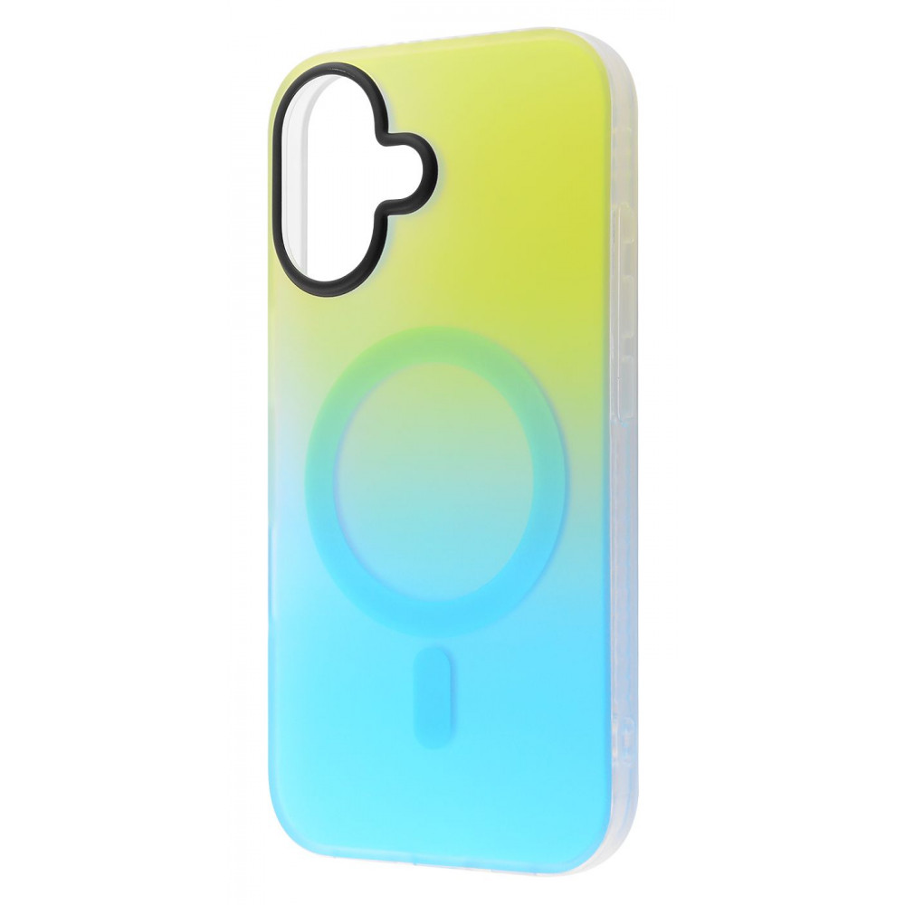 Чехол WAVE Matte Gradient Colors with Magnetic Ring iPhone 16 green/blue на картинке №1