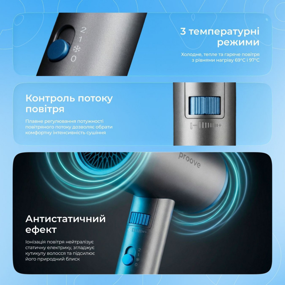 Фен Proove Tyson (1800W) gray (HDPT18000003) Серый на картинке №5