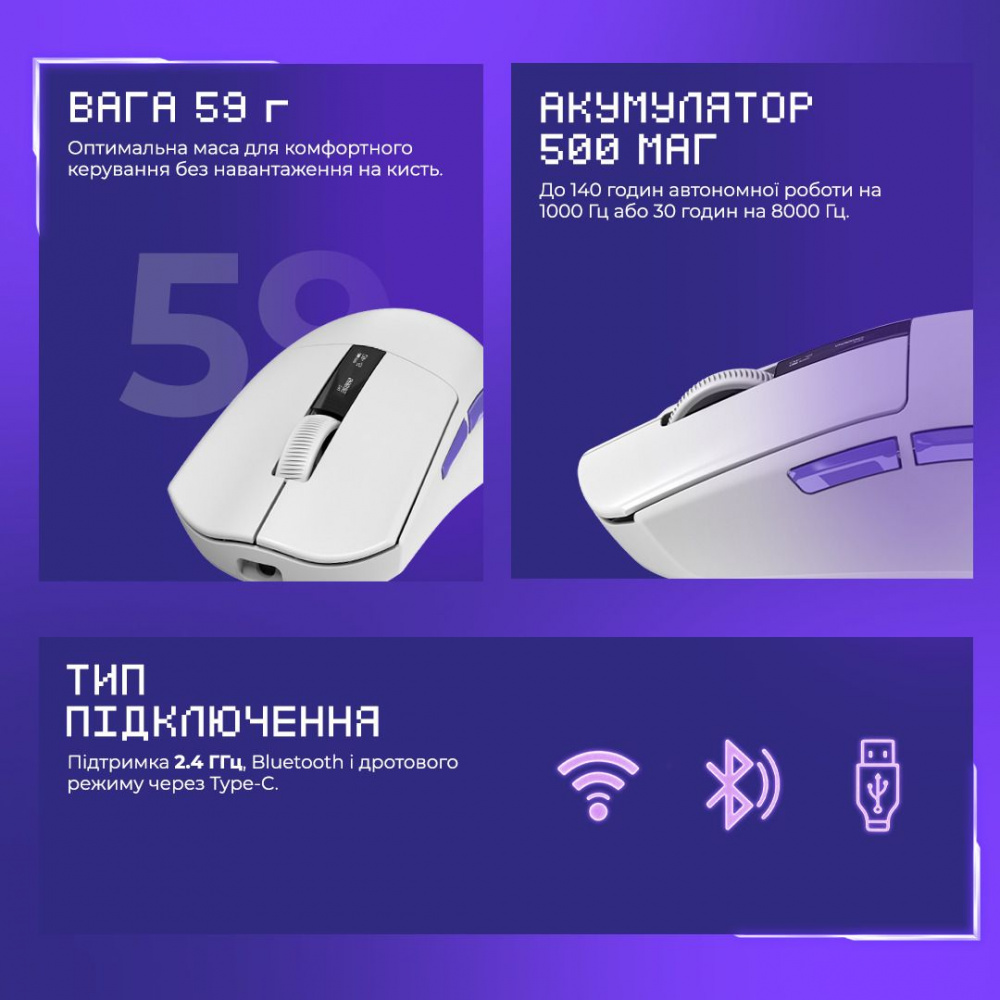 Беспроводная игровая мышь Proove Gaming Jester 8K - фото 20