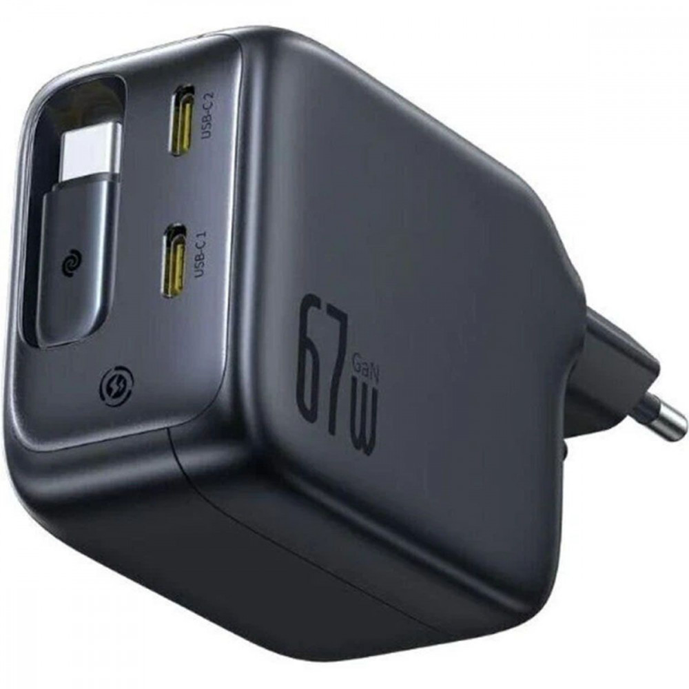 МЗП Baseus EnerCore CJ11 Fast Charger with Retractable Cable 67W (3 Type-C) black (E0121E00) Чорний на малюнкі №3