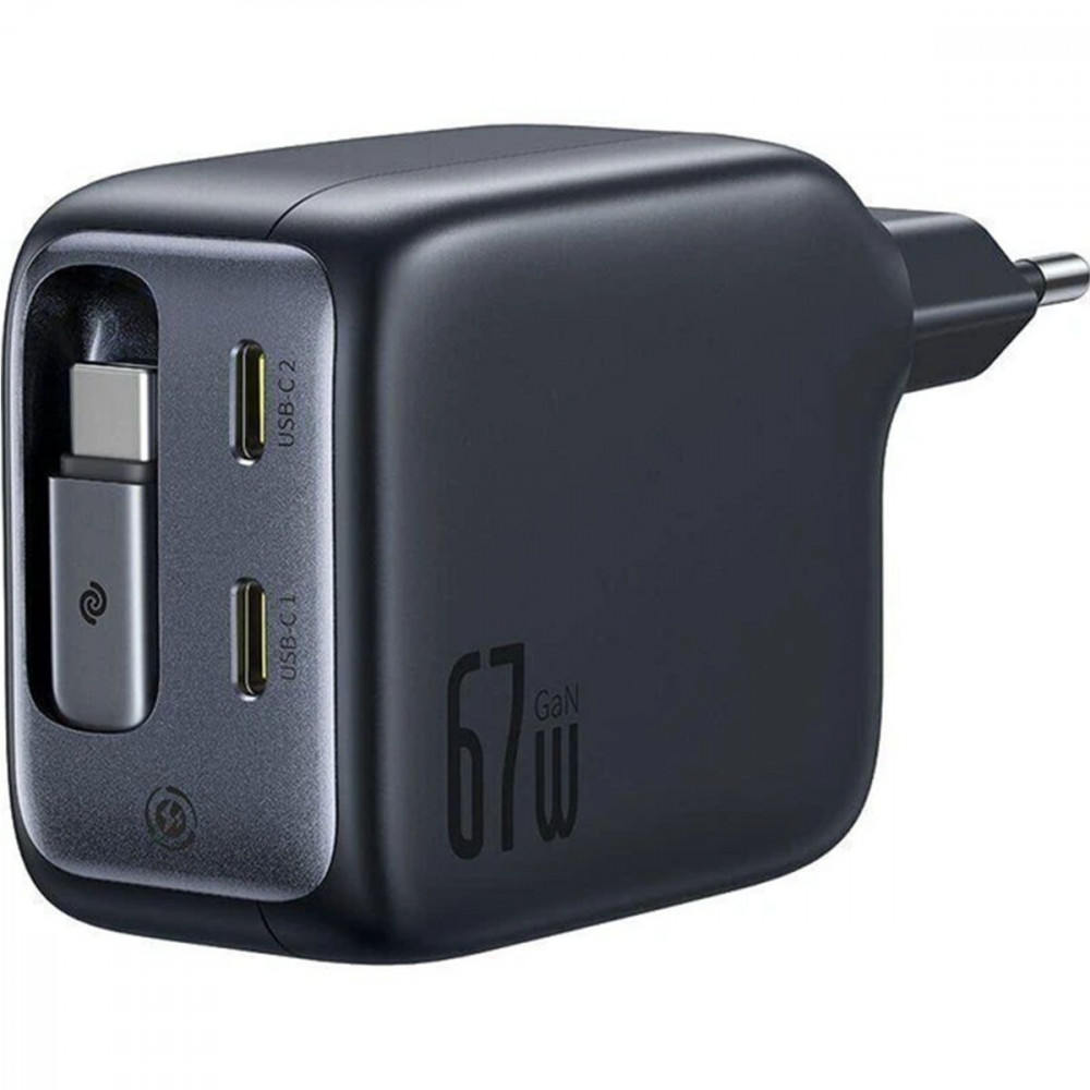 МЗП Baseus EnerCore CJ11 Fast Charger with Retractable Cable 67W (3 Type-C) black (E0121E00) Чорний на малюнкі №1