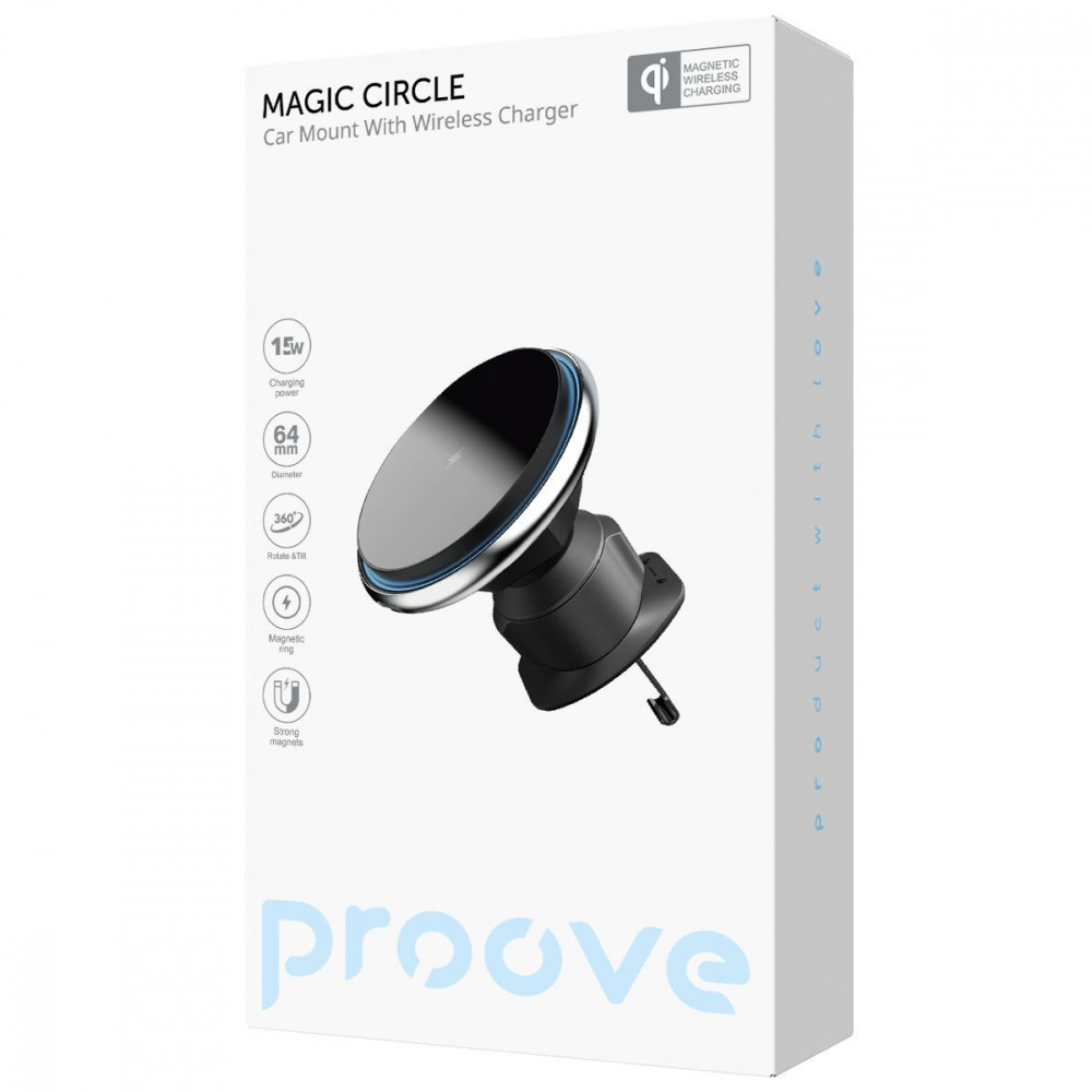 Автодержатель с Беспроводной Зарядкой Proove Magic Circle 15W - фото 1
