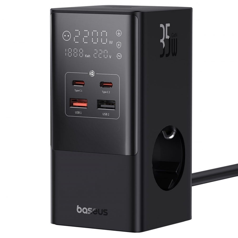 Сетевой фильтр Baseus Power Combo Tower Digital (3*AC+2*USB+2*Type-C 35W 1.5m) - фото 5