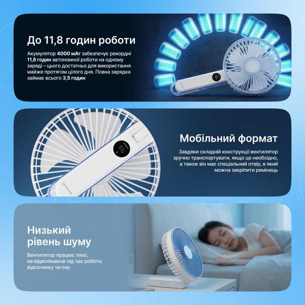 Портативный вентилятор Proove Breeze white (PFBE04002002) Белый на картинке №7