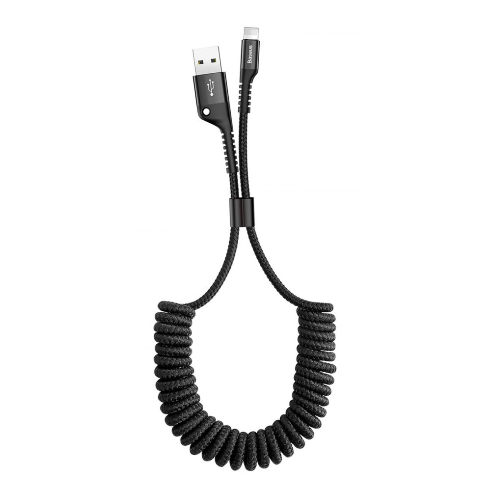 Кабель Baseus Fish Eye Spring Data Lightning 2A (1m) black (CALSR-01) Черный на картинке №1