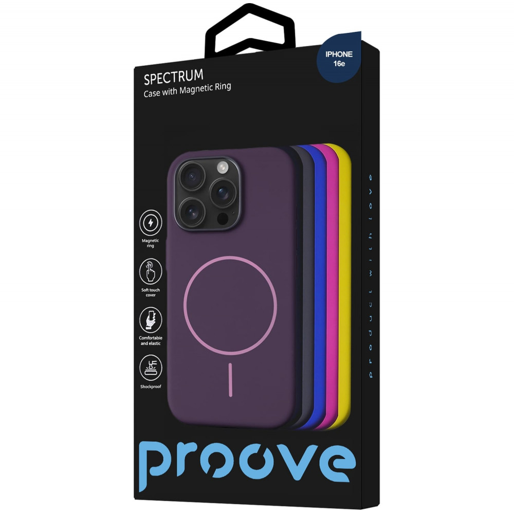 Чохол Proove Spectrum Case with Magnetic Ring iPhone 16e/17e acid blue (PCSPIP16E038) Кислотний синій на малюнкі №2