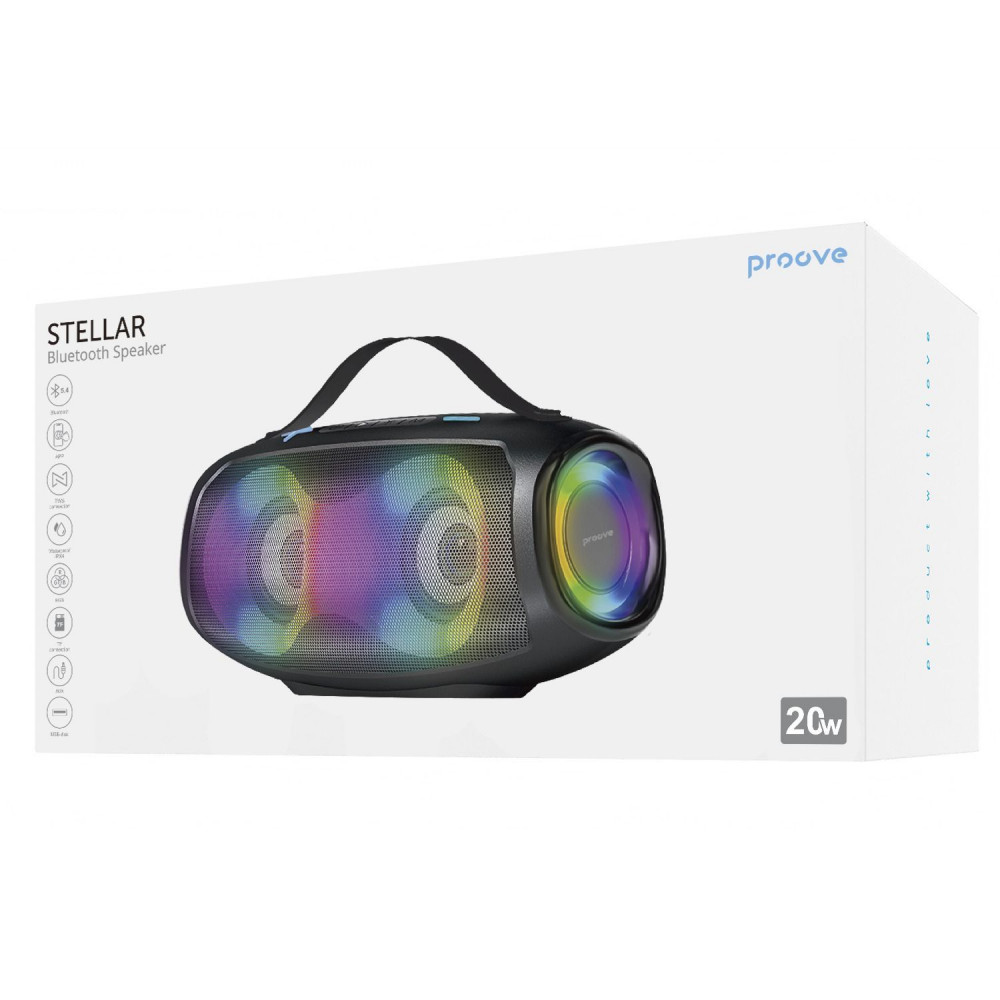 Портативна Акустика Proove Stellar 20W (APP) black Фотографія №2 Портативна Акустика Proove Stellar 20W (APP) black на малюнкі №2
