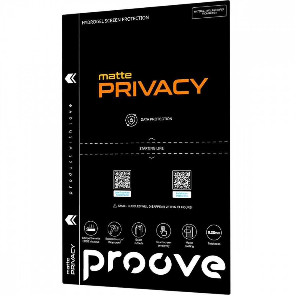 Захисна гідрогелева плівка Proove Hydrogel Screen Protection PRIVACY Matte — Придбати в Україні - фото 1