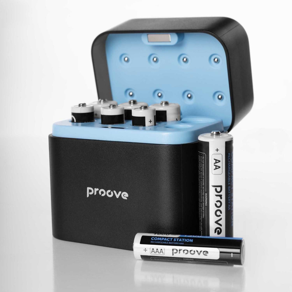 Зарядное Устройство с Аккумуляторными Батарейками Proove Compact Station 8pcs (4xAAA + 4xAA) black (RBCS00000001) Черный на картинке №6