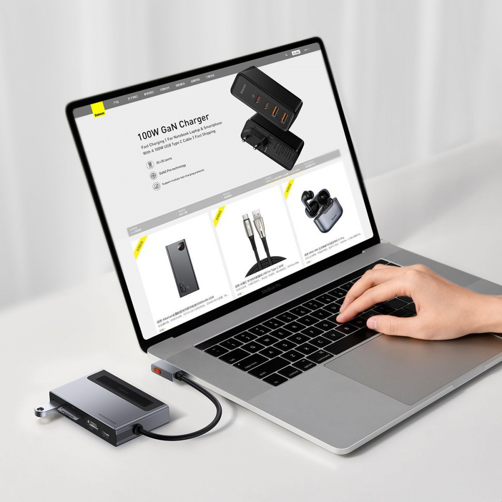 USB-Хаб Baseus Magic Multifunctional Type-C with a Retractable Clip Standard Edition — Придбати в Україні - фото 2