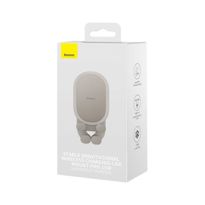 Автомобільний тримач з Бездротовим ЗП Baseus Stable Gravitational Car Mount Pro 15W (Air Outlet Vers — Придбати в Україні