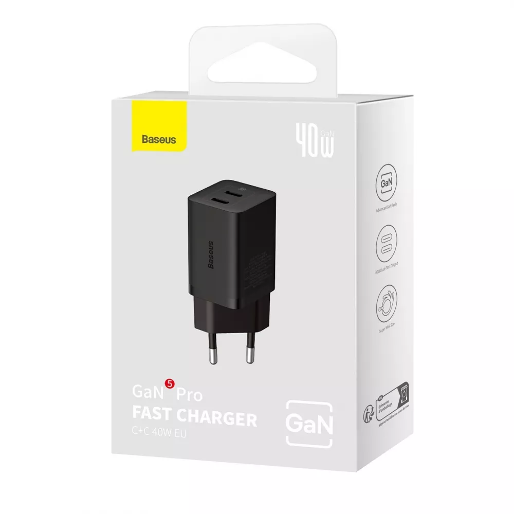 СЗУ Baseus GaN5 Pro 40W Type-C+Type-C - фото 1