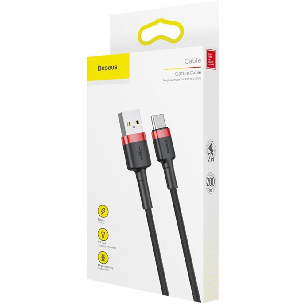 Кабель Baseus Cafule Type-C 2A (2m) red/black