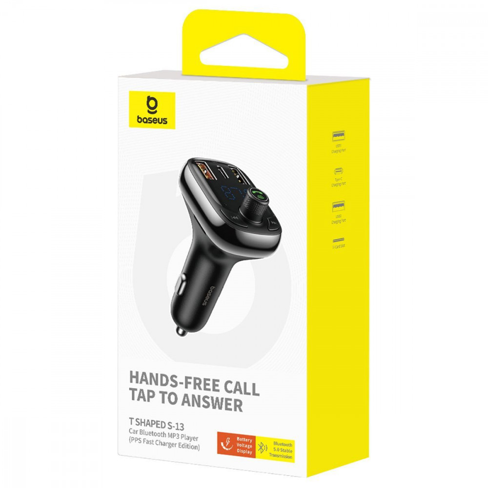 АЗП Baseus FM Launcher S-13 36W (PD+QC3.0) Type-C+2USB black