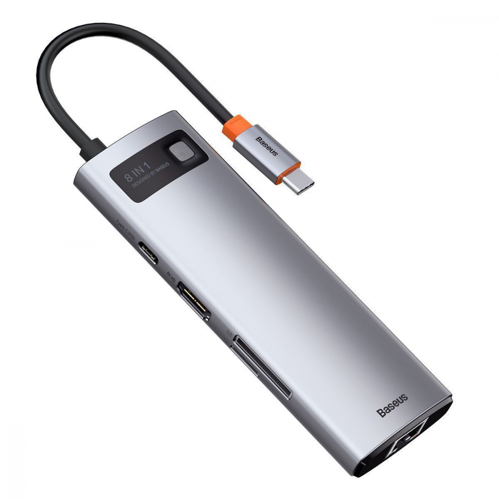 USB-Хаб Baseus Metal Gleam Series 8-in-1 (3xUSB3.0 + 4KHD + RJ45 + Type-C + TF + SD) - фото 9