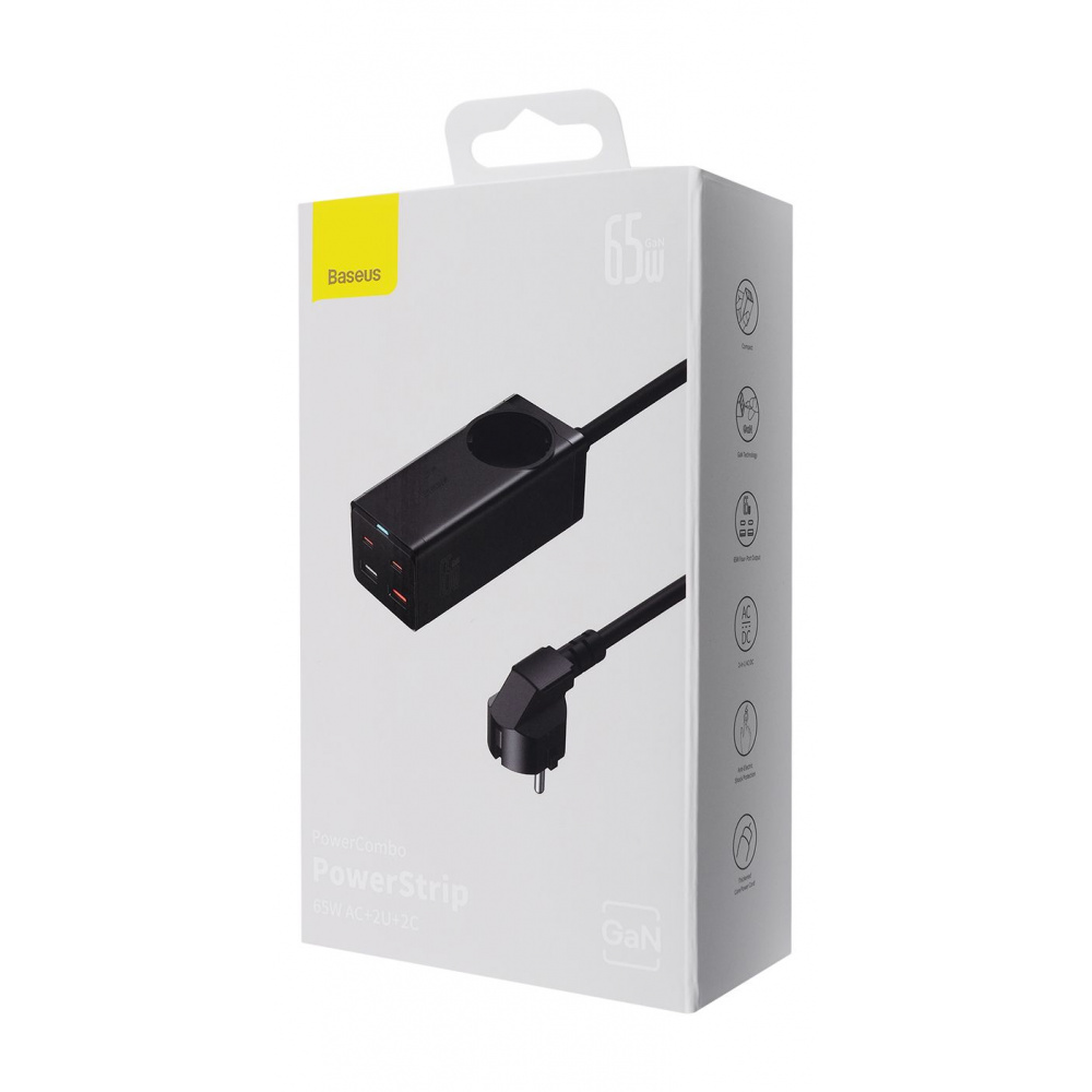 Мережевий фільтр Baseus GaN3 Pro Desktop Powerstrip 65W (2xType-C + 2xUSB + AC(EU)) — Придбати в Україні
