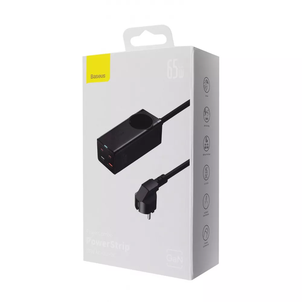 Сетевой фильтр Baseus GaN3 Pro Desktop Powerstrip 65W (2xType-C + 2xUSB + AC(EU)) - фото 1