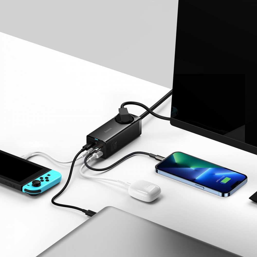Мережевий фільтр Baseus GaN3 Pro Desktop Powerstrip 65W (2xType-C + 2xUSB + AC(EU)) — Придбати в Україні - фото 2