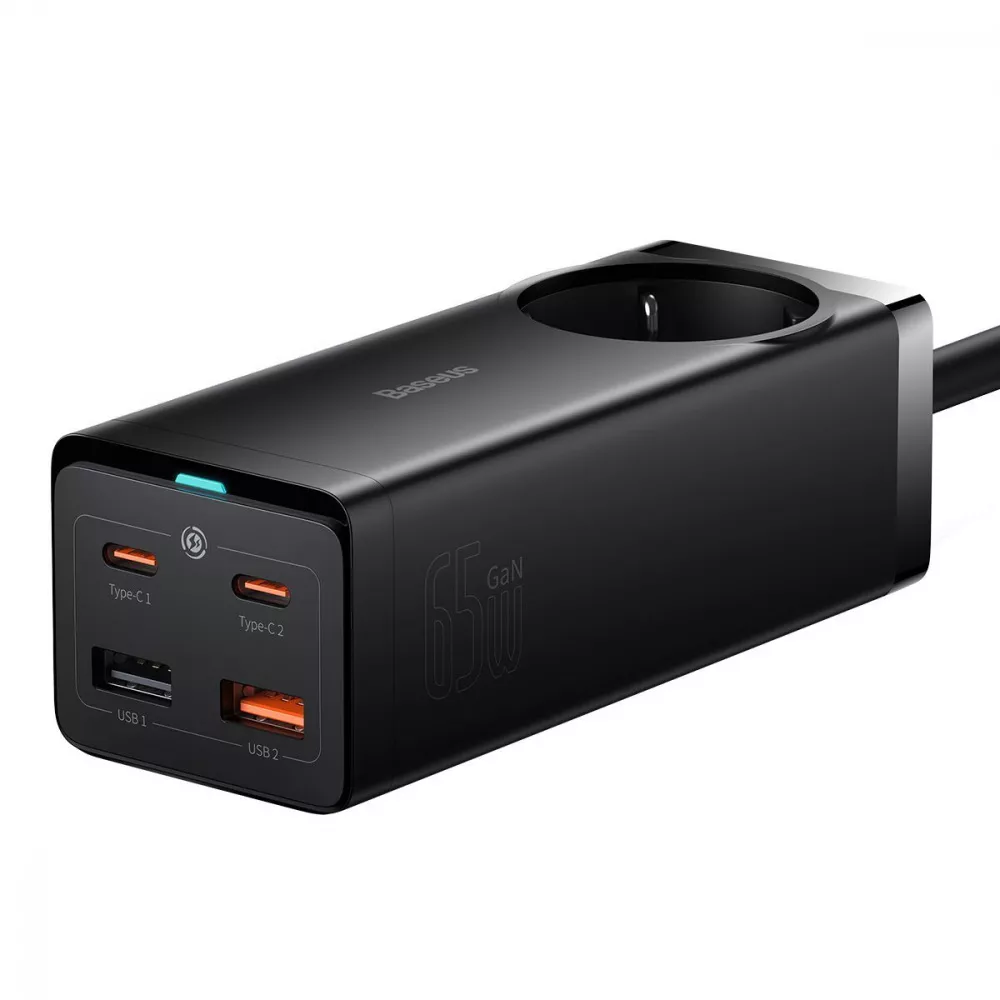 Сетевой фильтр Baseus GaN3 Pro Desktop Powerstrip 65W (2xType-C + 2xUSB + AC(EU)) - фото 8