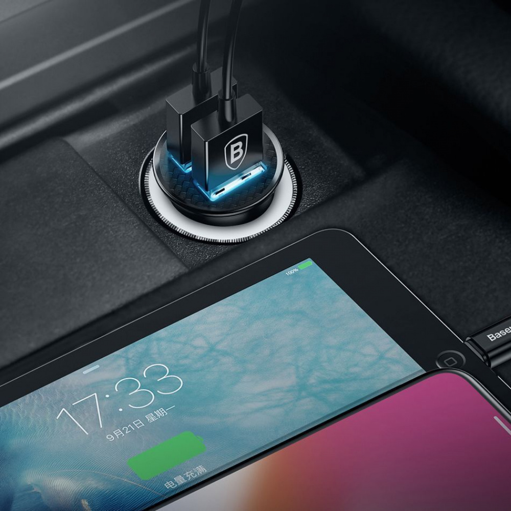 Автомобильное ЗУ Baseus Circular Plastic QC 3.0 30W 2USB - фото 1